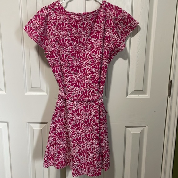 LOFT Pink and White Floral Embroidered Dress. NEW with Tags Sz 14 - Picture 6 of 7